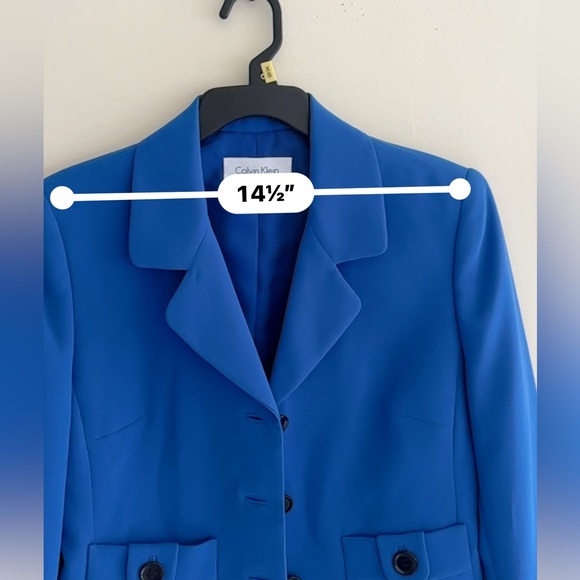 NWT Calvin Klein Blue Cropped Blazer with Notched Lapel - Picture 8 of 12